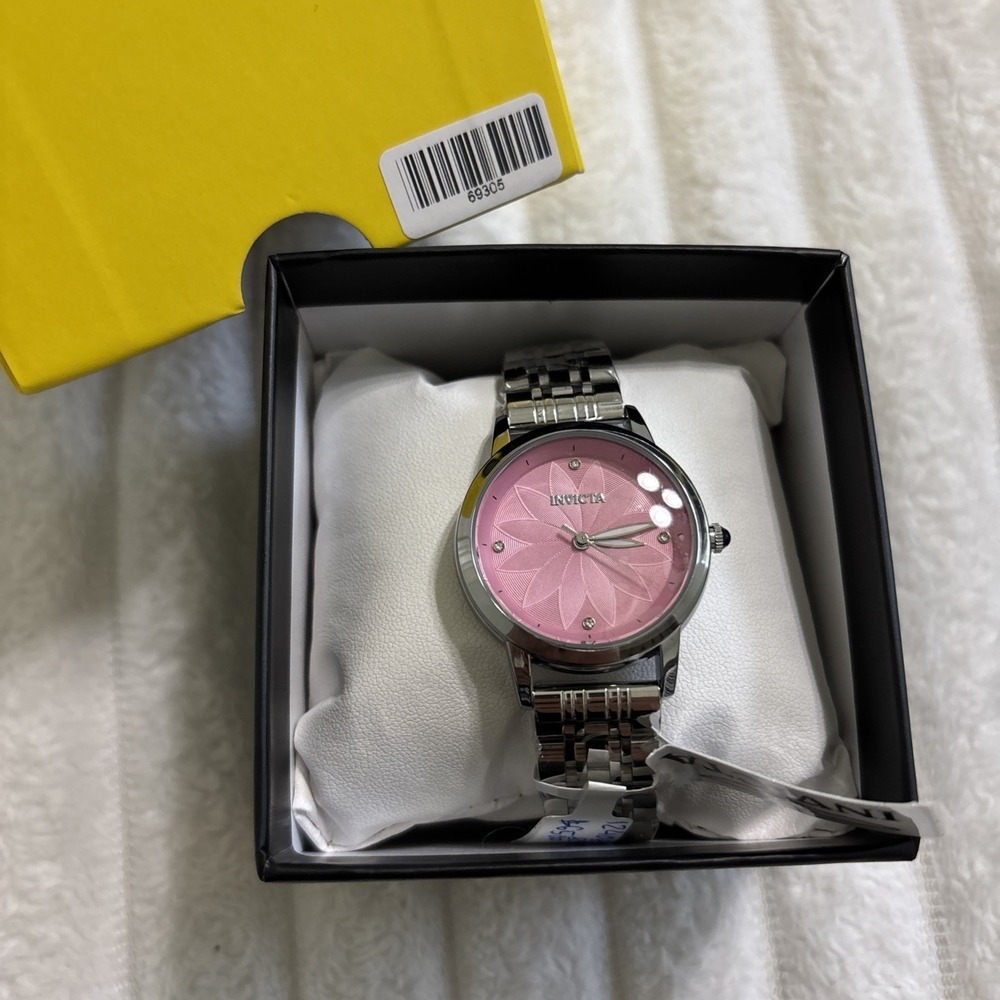 New Invicta Pink Tigerlily Wildflower Women's Watch - 34mm, Silver - Picture 5 of 5